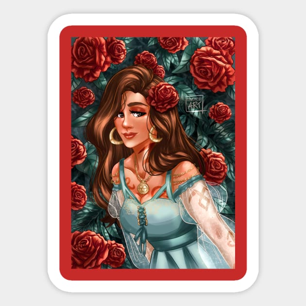 Lady of roses Sticker by lemoncielart